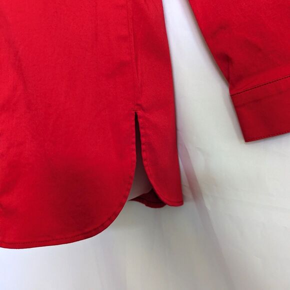 Chico's Size 0/S Red Button Up Shirt Long Sleeve Cotton Spandex Blouse Tunic - Picture 8 of 12